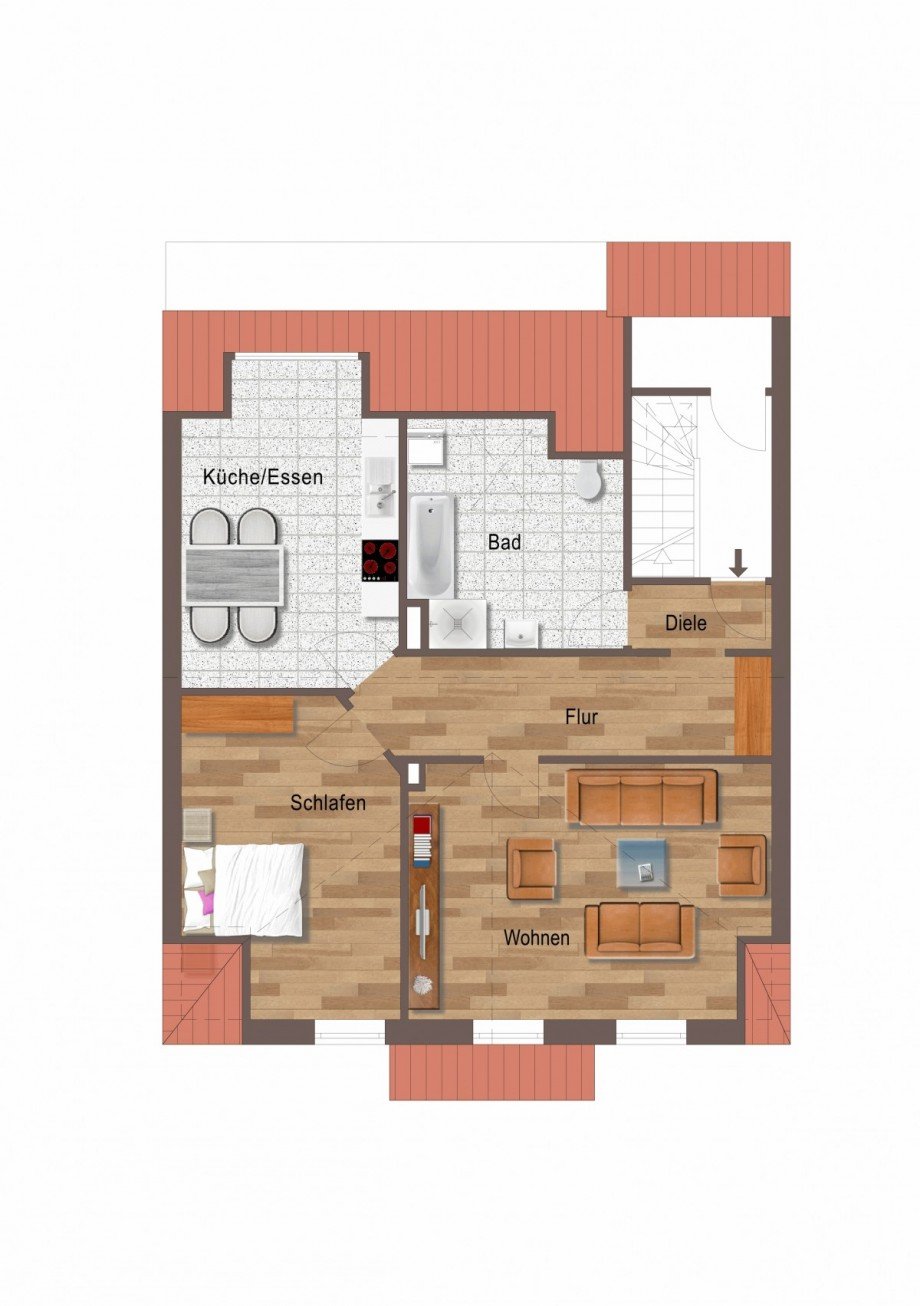 Grundriss DG Mehrfamilienhaus D�sseldorf