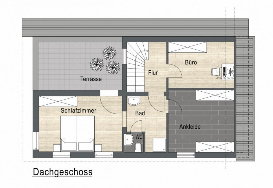 Grundriss OG Doppelhaush�lfte Monheim am Rhein