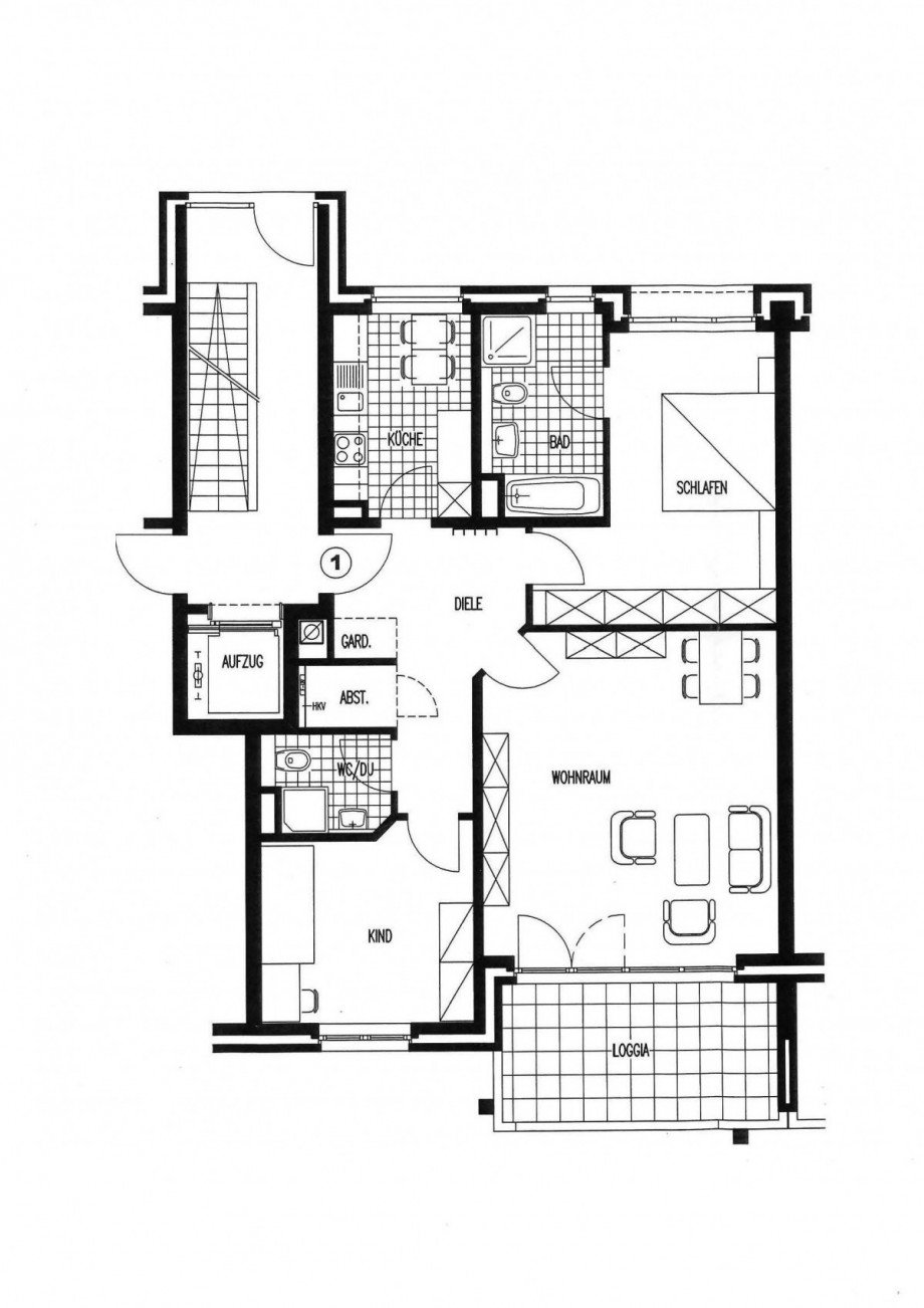 Grundriss Erdgeschosswohnung Monheim am Rhein