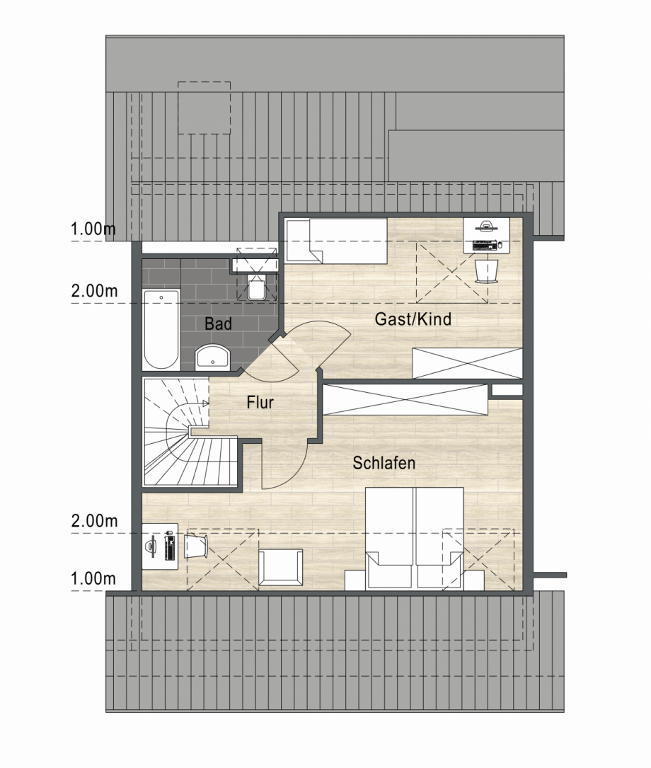 Grundriss DG Maisonettewohnung Monheim am Rhein
