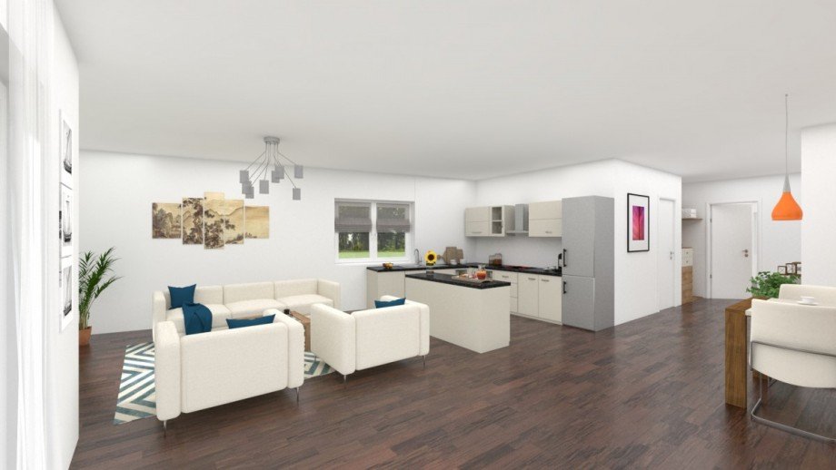 Visualisierung Wohnzimmer Erdgeschosswohnung Langenfeld (Rheinland)
