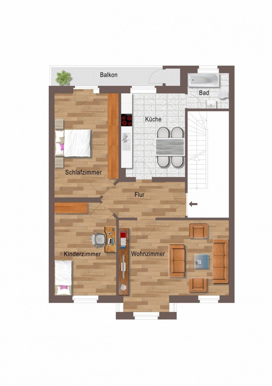Grundriss OG Mehrfamilienhaus D�sseldorf