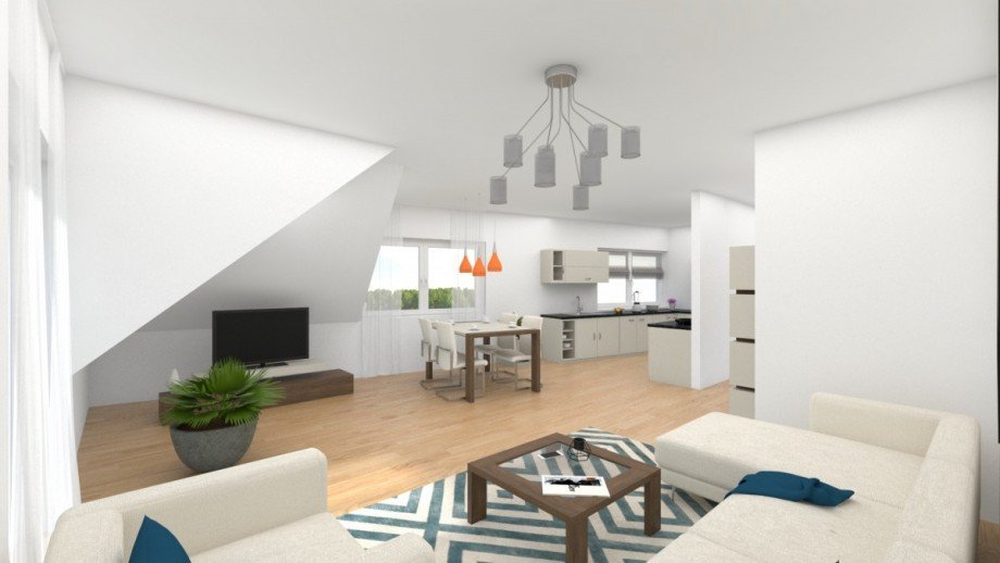 Visualisierung Wohnzimmer Dachgeschosswohnung Langenfeld (Rheinland)