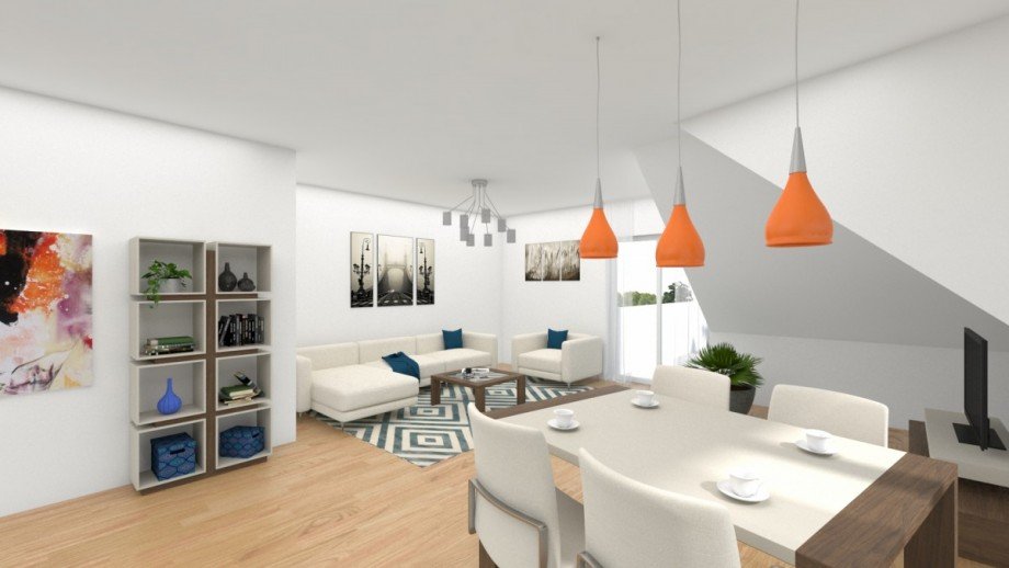 Visualisierung Wohnzimmer Dachgeschosswohnung Langenfeld (Rheinland)