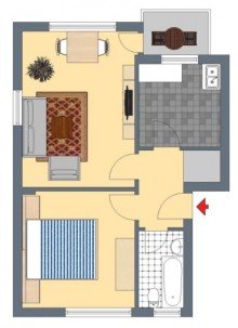 Grundriss 2-Zimmer-Wohnung: Zentral und doch ruhig