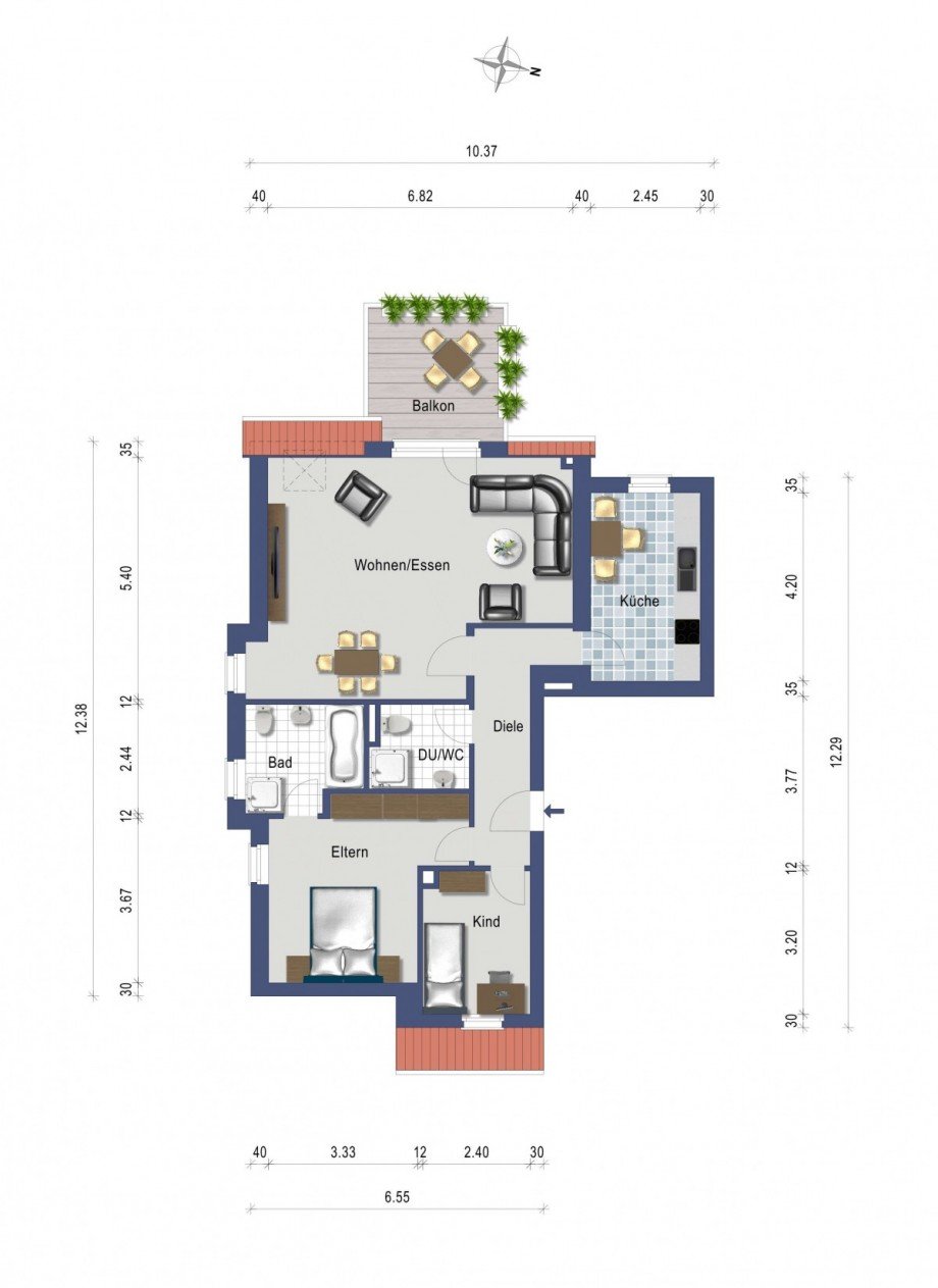 Grundriss Print Wohnung Langenfeld